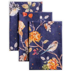 Maison d' Hermine Kitchen Towels Set of 3 100% Cotton 20" x 27.5" Reusable Cloth Tea Dish Towels Absorbent with Hanging Loop for Kitchen Dining Thanksgiving Christmas Decorations (Kelim - Infinity)