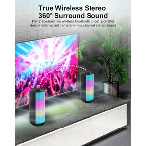 Bluetooth Speaker, Wireless Portable, HD Stereo Sound,with Cool Dynamic LED Lights, IPX4 Waterproof, BT5.3, Dual Surround Pairing, Him Her Man Teens Electronic Gadgets Gifts, for Outdoor Camping Party