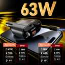 Retractable Car Charge 4 in 1 Fast Car Phone Charger Adapter PD 62W Phone Retractable Cables (31.5 inch) and 2 USB Ports Car Charger， Compatible with iPad,Samsung,Pixe iPhone 15/14/13, Black