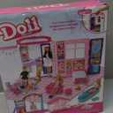 Doll House Portable & Foldable Dollhouse w/ 60+ Pcs & 2 Dolls, Play House Toy with Bedroom Bathroom Kitchen Furniture Playset, Playhouse Birthday Gift for Girl Kid Toddler