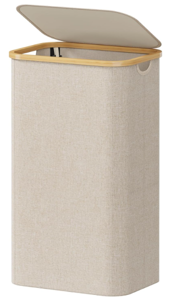 Lifewit 100L Laundry Basket with Lid, Clothes Hampers for Laundry with Bamboo Handles and A Removable Bag, Large Foldable Laundry Hamper for Bedroom, Bathroom, Dorm, Laundry Room, Beige
