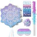 WINTS Snowflake Pinata, Frosty Piata with Blindfold Perfect for Snowy Birthday Party, Fairy & Kids Birthday Party Decorations (14.76 12.99 3.15in)