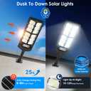 CNOIJUTS 2 Pack Solar Street Lights Outdoor Waterproof 6500K 13000LM LED Solar Flood Lights Dusk to Dawn Parking Lot Light with Motion Sensor and Remote Control for Commercial Area Lighting Yard