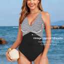 Zando Women V Neck Ruched One Piece Swimsuit Tummy Control Front Cross Wrap Bathing Swim Suit Swimwear (Black, L)