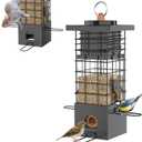 KRUOO Metal Squirrel Proof Bird Feeder for Outdoors Hanging,Wild Bird Feeders for Outside, 2.5 lb Capacity