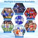 4Pcs Metallic Cheerleading Pom Poms, Creatiee 2 Pair Cheerleader Cheering Squad Pompoms for School Sports Dance Games Team Spirit Cheer (Blue-Silver)