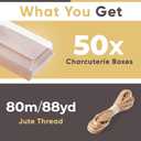 50 Pack 8x6 Inches Large Charcuterie Boxes with Clear Lids - Individual To Go Paper Mini Charcuterie Boards with Lid, Disposable Food Containers for Desserts, Cookie, Charcuterie Accessories (Brown)