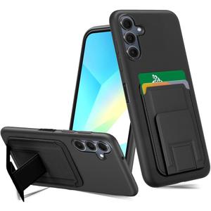 for Samsung Galaxy A17 Phone Case with Folding Kickstand Wallet Card Holder Shockproof Protective Cover Case for Samsung Galaxy A17 - Black
