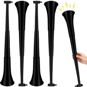Outus 4 Pieces Collapsible Stadium Horn 24 Inch Vuvuzela Plastic Trumpet Horn Blow Noisemakers for Sporting Events Graduation Games Sports Party Supplies Favors Accessories(Black)