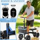 HOMLAND Knee Scooter Walker for Adults for Foot Injuries, 8'' Rubber Wheel | 300lbs Foldable Leg Scooter, Dual Brake, Cozy Knee Pad, Adjustable Height, Storage Bag, Crutch Alternative for Ankle Recovery
