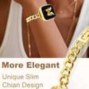 Slim Gold Chain Watch Bands Women Elegant Compatible with Apple Watch Band 38mm 40mm 41mm 42mm (S10/11) Adjustable Metal Strap Link Bracelet for iWatch Series 11/10/9/8/7/6/5/4/3/2/1/SE(No Case)