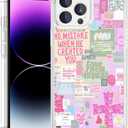 Classic Religious Sayings Phone Case Fit for iPhone 14 Pro Max  Wireless Charging Pink Aesthetic Cross God Jesus Phone Cover Gift for Boy Girl Men Women