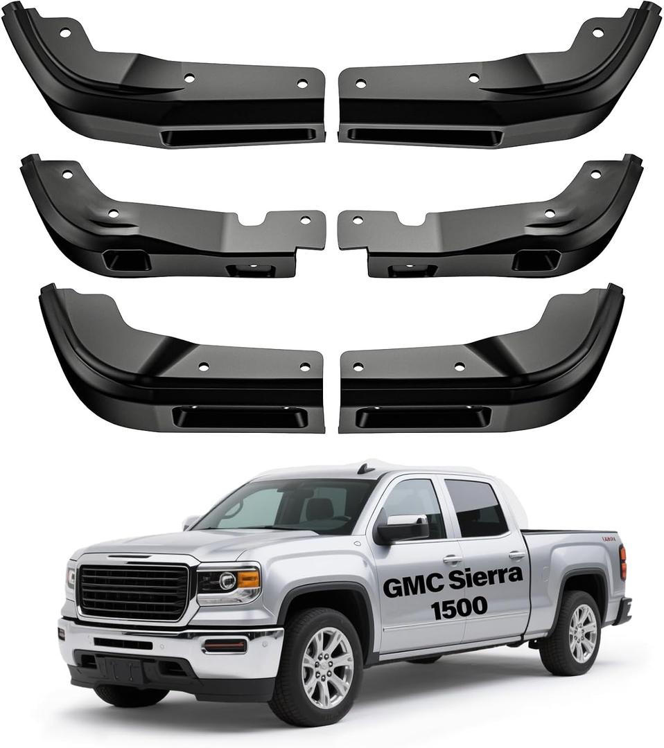 6PCS Mud Flap Delete for 2019-2025 Chevy Silverado 1500 Accessories Front Rear Truck Mud Flaps Delete No Drilling Mudflaps All Weather Protector Mudguards (Does Not Fit AT4X AEV Models)
