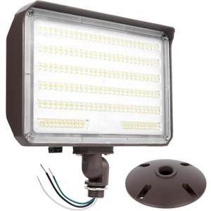 100W LED Flood Light with Knuckle, Outdoor Flood Light Dusk to Dawn Photocell 5000K 14000lm AC100-277V Equivalent 1000W, ETL Waterproof Wall Mount LED Security Lighting for Yard Entrance