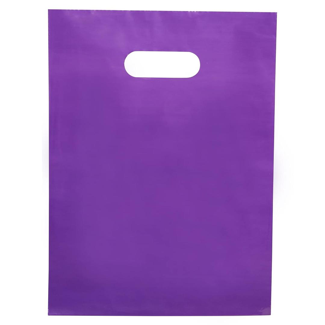 100 Purple Bags 1.5Mil Purple Goodie Bags 9"x12" Great For Merchandise Retail And Small Business Thick Glossy With Handles (Purple)