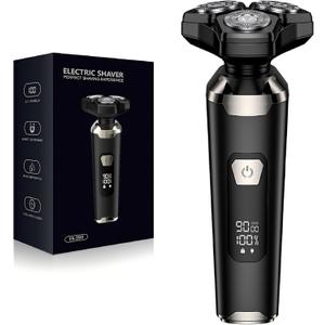 Electric Shaver Razor for Men: Wet/Dry Rotary Shaver with Upgraded Curved Razor Foil