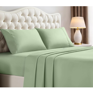 LuxClub 4 PC King Sheet Set, Breathable Luxury Bed Sheets, Deep Pockets 18" Wrinkle Free Cooling Bed Sheets Machine Washable Hotel Bedding Silky Soft - Tree Moss Green King