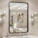 LOAAO 24X30 Inch Black Metal Framed Bathroom Mirror for Wall, Matte Black Bathroom Vanity Mirror Farmhouse, Large Rounded Rectangle Mirror, Anti-Rust, Hangs Horizontally or Vertically