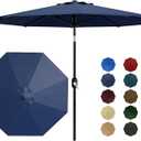Garvee 9ft Patio Umbrella with Crank Lift & Push Button Tilt, Table Umbrella Outdoor Patio 8 Sturdy Ribs for Yard, Deck, Pool, Navy Blue