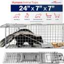 24" Humane Cat Trap for Stray Cats, Collapsible Live Animal Cage for Feral Kittens, Possum, Raccoon, Rabbit, Armadillo Trap Catch and Release by LifeSupplyUSA