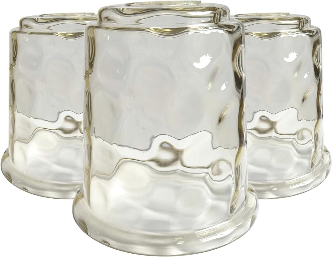 3 Pack Light Fixtures Replacement, Globe Shaped Hammer Glass Clear Amber Glass Shade for Pendant Light Vanity Wall Sconce, E26 Base 1-5/8 Inch Fitter, 5.7 inches x 5.8 inches