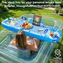 Inflatable Tray for Tanning Pool Float – 61" L x 18" W Extra Large Tray with Non-Slip and Cooler Container, Designed for Sunbathing Bed, Tanning Lounge & Water Blow Up, Ball Pit, Party Gifts