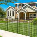 10 Panels No Dig Garden Fence with Gate, 40 in(H) X 24.2 ft(L) Metal Fence Panels, Thickened Rustproof Garden Fencing, Animal Barrier Fence for for Dogs, Rabbits, Landscape, Patio (10 Panels-24.2 ft(L) X 40 in(H) with Gate)