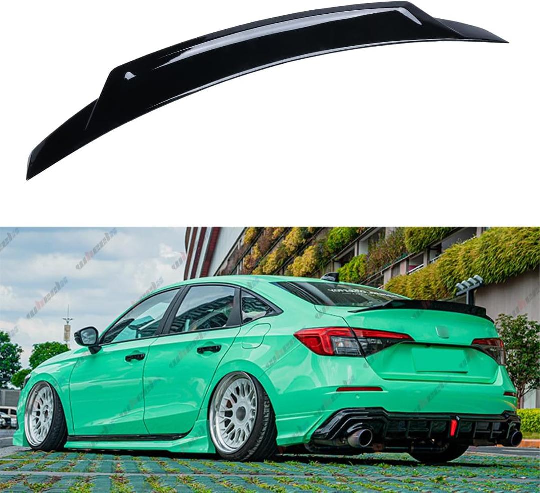 WheelX Rear Spoiler Compatible with 2022-2026 Honda Civic, Duckbill Fits for 22-26 4 Door Sedan, V3 Style Exterior High Kick Duckbill Trunk Tail Deck Lid Wing Lip (Gloss Black)