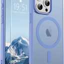 SUPFINE Magnetic for iPhone 15 Pro Max Case (Compatible with MagSafe) (Military Grade Drop Protection) Translucent Matte Shockproof Phone Cover,Blue Purple