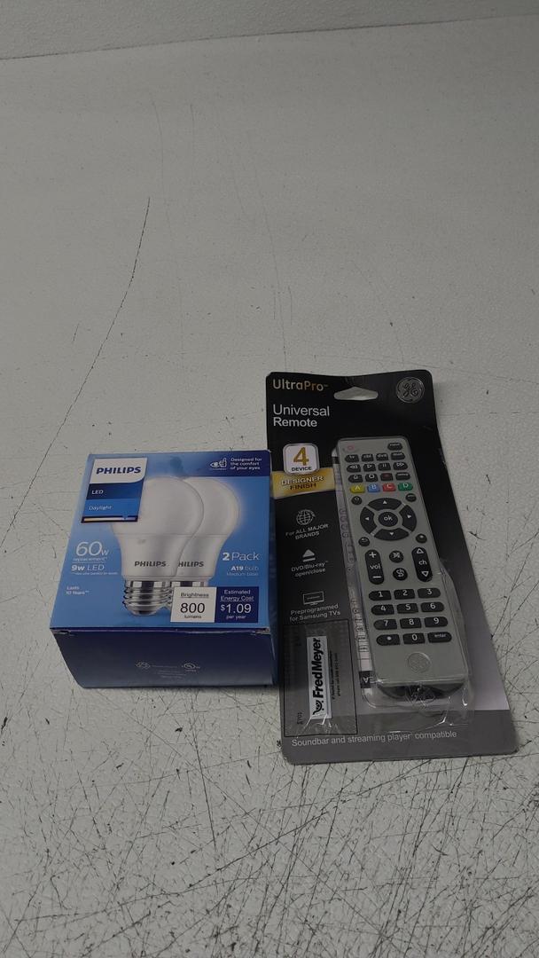 Philips LED Light Bulbs (2 Pack) & UltraPro Universal Remote (by GE)