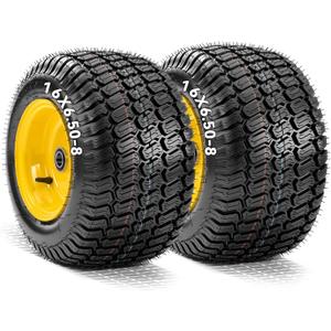 YITAMOTOR 16x6.50-8 Tubeless Lawn Mower Tires & Wheels Assemblies, 16x6.5-8 TL/Offset Hub