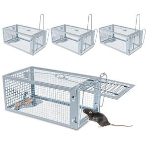 4 Packs Humane Rat Trap Outdoor, Wanqueen Humane Mouse Traps Indoor for Home, Small Rodent Chipmunk Squirrel Trap and Other Live Animal Cage Catch and Release