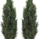  4FT Faux Cedar Tree, Outdoor Front Porch Dcor, Faux Cedar Tree Pine Tree in Nursery Planter with UV Resistant Coating, Set Of 2