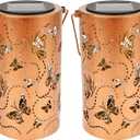 2Pcs Butterfly Solar Lantern, Vintage Butterfly Solar Lights for Outside, Gifts Hanging Lantern for Patio Yard