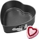 Kamehame Heart Shaped Springform Pan, Large 9 Inches Heart Springform Pan, Not-Stick Heart Shaped Cheesecake Pan, Carbon Steel Cake Pan