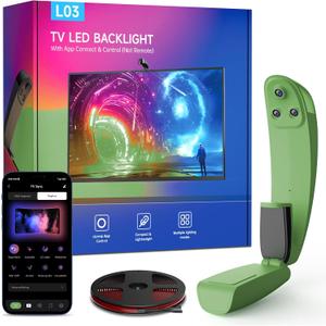 AYEDLOE TV LED Backlight with Screen Sync 3-way Sensor, 14.76Ft Cuttable RGB SLED Strip for 55-65 inch, App Control, Color Changing Lights that Sync with TV for Gaming, Music, Movies, Gifts