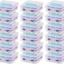 IRIS USA Pencil Case Boxes, 18-Pack, |Made in USA|, Plastic Bead Organizing Containers with Snap Lid for Arts, Crafts, Ephemera, Stickers, & Dance Cheer, Clear - Small