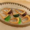 Sparklaura Chunky Gold Boho Hoop Dangle Earrings for Women 18K Gold Plated Hypoallergenic Vintage Stainless Steel Resin Drop Prom Earrings Summer Prom Maximalist Jewelry Gift