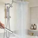 Veken All Metal 10" Shower Head with Handheld, Luxurious Square Double Rain Shower Heads,Power Wash Wand,Dual High Pressure Detachable Rainfall Showerhead with Spray Combo,Extension Arm,Chrome,Sliver
