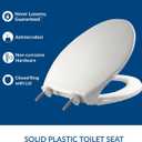 BEMIS 7800TDG Commercial Closed Front Plastic Toilet Seat, Heavy Duty Industrial Seat with Lid, Secure Installation for Long Lasting Hospitality Use, Elongated, White