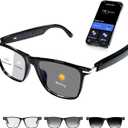 AI Smart Glasses,AI Chat Deepseek R1 and Gemini2.5 with 164 Translations Supported,Bluetooth Glasses for Men Women,Music Playback & HandsFree Calling,Physical Color Changing Lens,IP67 Waterproof