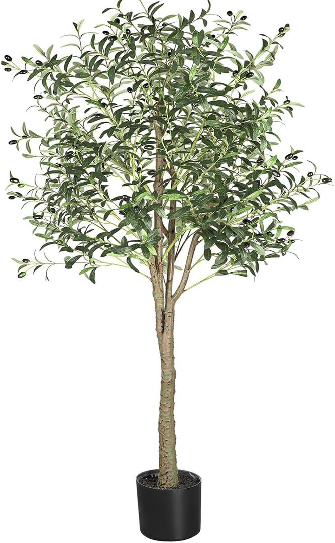 YOLEO 6FT Tall Artificial Olive Tree Faux Silk Plant for Home Office Indoor Decor Fake Olive Tree with Lifelike Olive Leaves