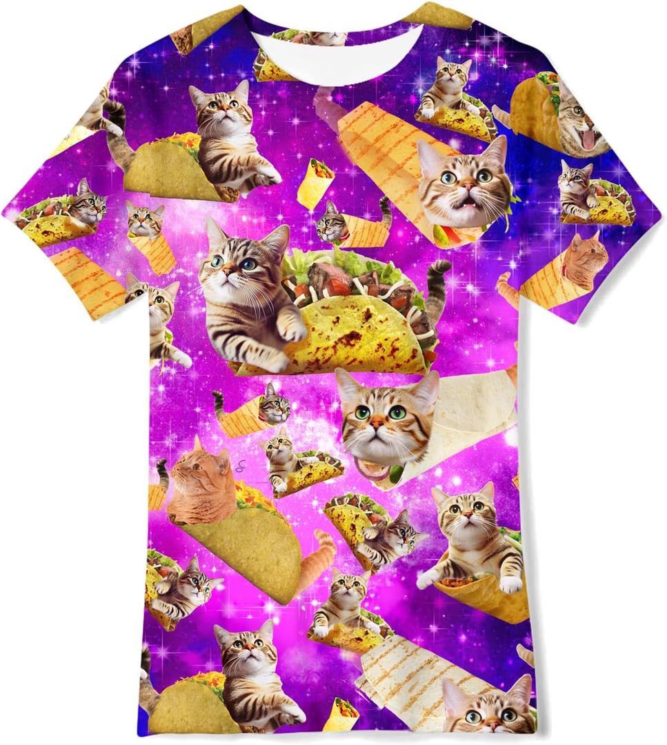 Kids Funny Graphic Polyester Colorful T Shirt for Boys Girls Size 4-14 (9-12 Years)