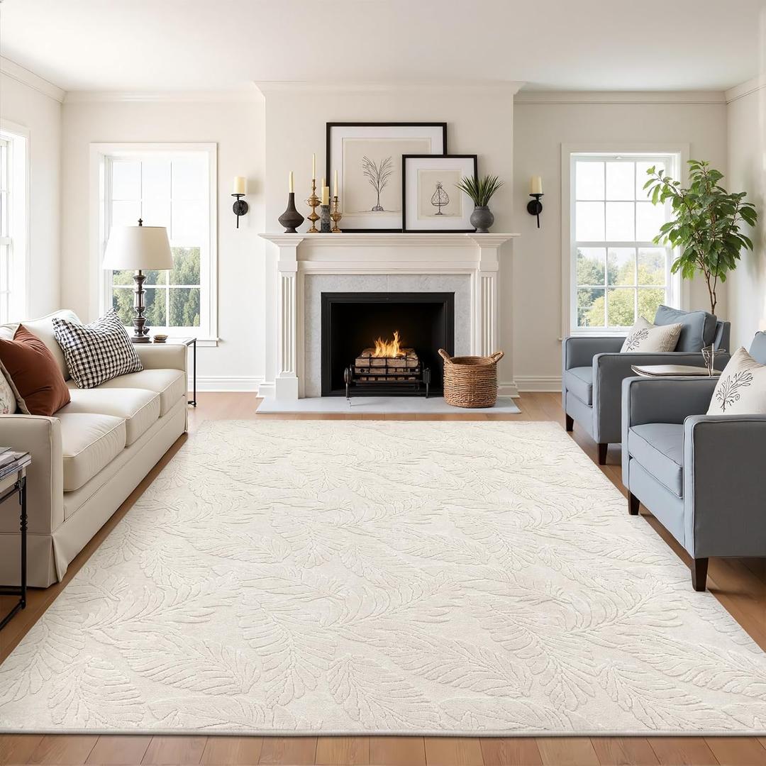 Pauwer Area Rugs for Living Room 6x9, Machine Washable Non Slip Neutral Boho Modern Rug, Soft Fluffy Carpet for Bedroom Dining Room Nursery Office Indoor Farmhouse, Beige