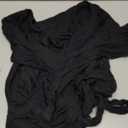 Women Wrap Top Thumb Hole Long Sleeve Self Tie Workout Shirt Pilates Ballet Yoga Tops (US, Alpha, Large, Black)