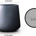 Kante Round Concrete Planters Outdoor Indoor Decorative Plant Pot, Charcoal, 12.2"H