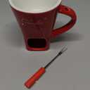 Fondue Cup, Chocolate Melting Fondue Mugs Set of with Forks and Candle, Ceramic Chocolate Melting Cup, Mini Chocolate Fondue Cups Set For Date Night Birthday Wedding Gifts (White)