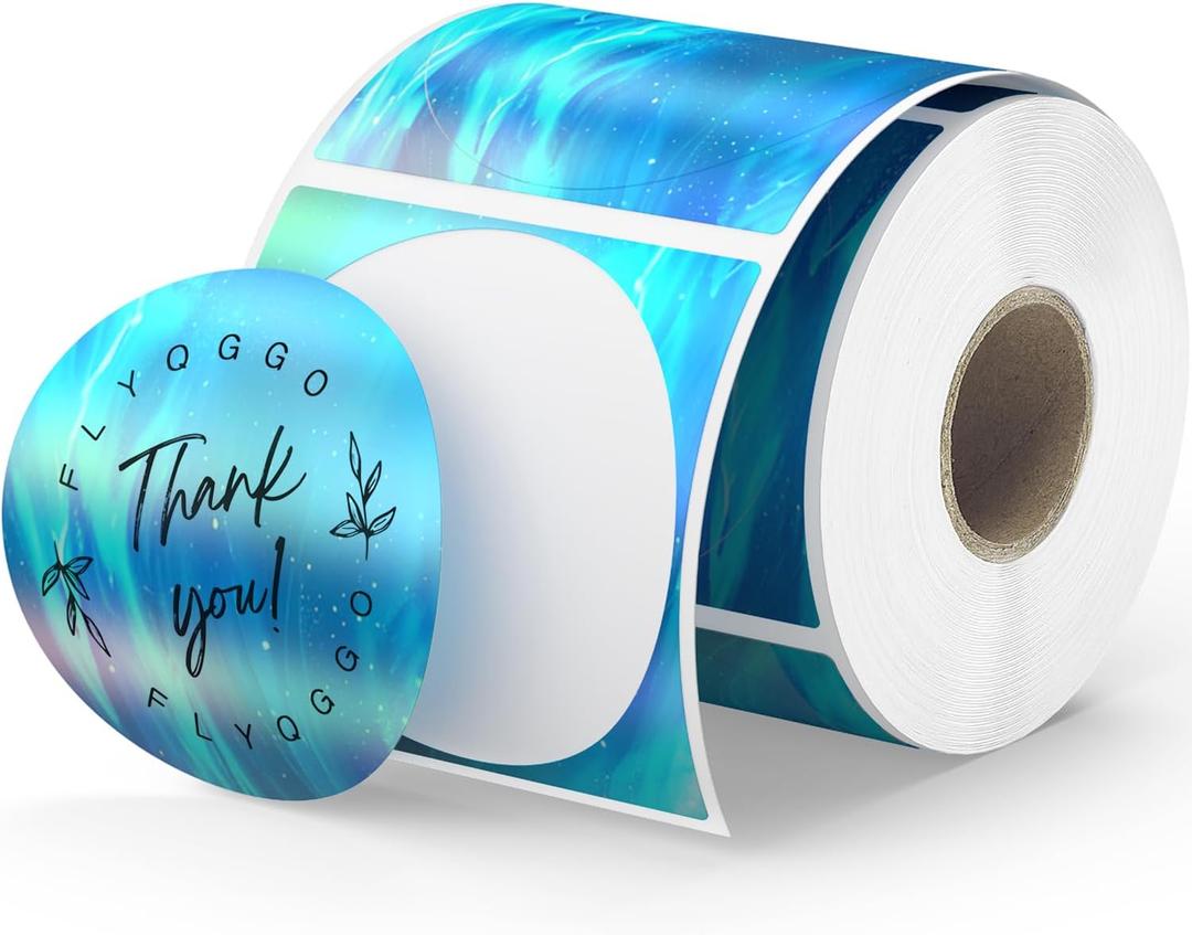 2" Holographic Thermal Sticker Labels, 500 Pcs Round Printable Thermal Waterproof Sticker Rainbow Glitter for Logo Design, Price/Name Tag, Barcode, DIY Custom, Ocean Dark Blue, 500 Labels/Roll