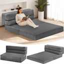 Folding Mattress, 3 in 1 Convertible Sofa Bed Fold Out Couch Bed Floor Couch Lounge Sleeper Mattress for Living Room, Guest Room (Grey, Twin)