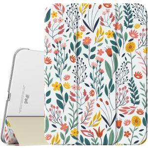 TiMOVO Case for iPad (A16) 11th Generation 11 Inch 2025/iPad 10th Generation 10.9 Inch 2022, Slim Stand Cover with Hard Translucent Back, Support Touch ID, Auto Wake/Sleep, Flowers
